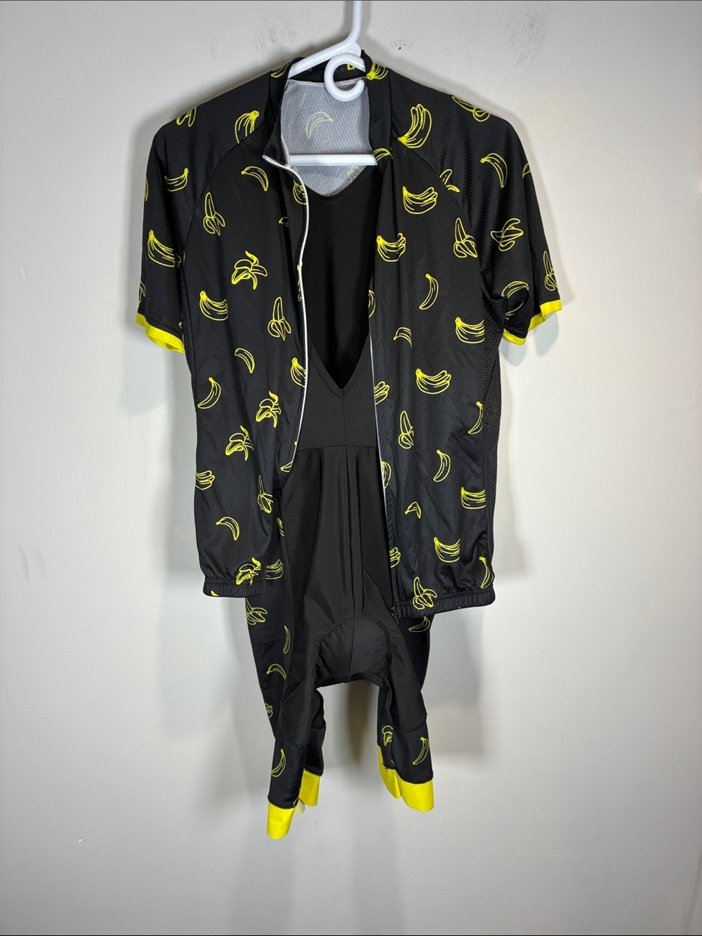 OCG Banana Print Cycling Jersey & Bib Shorts Set XL Bike Kit Black